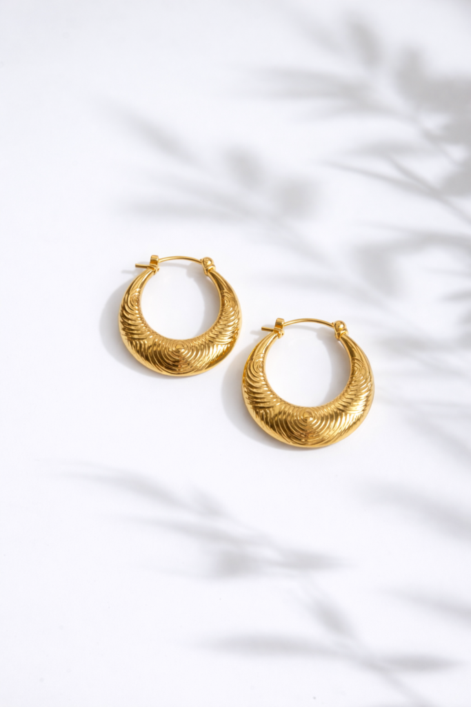 Golden luna hoop earrings by Auryn Jewells