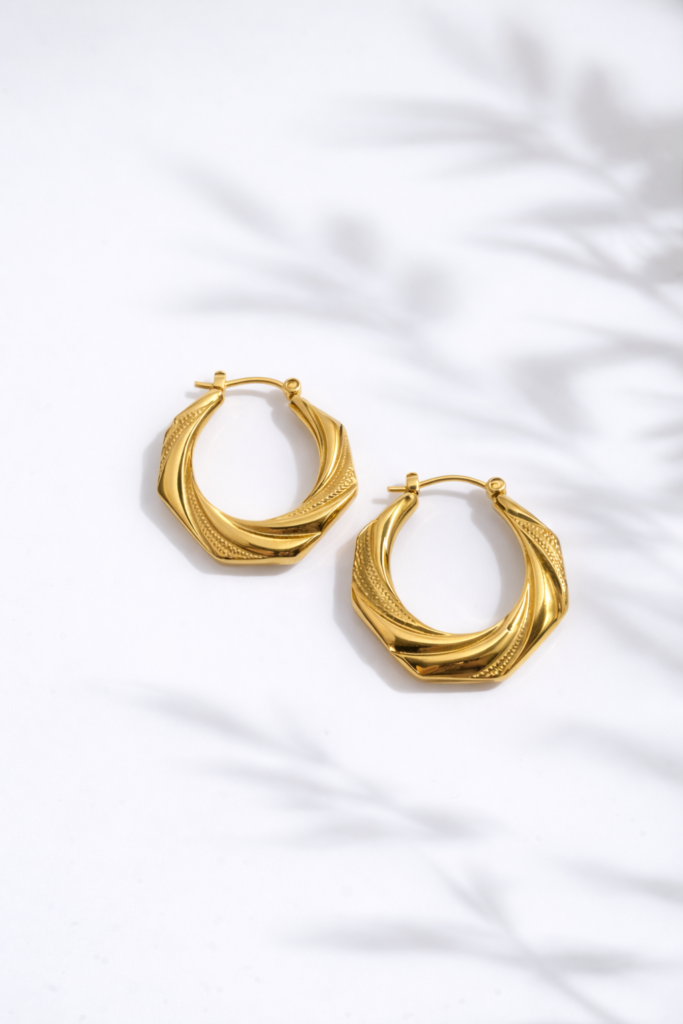 Golden twist luxe hoop earrings by Auryn Jewells