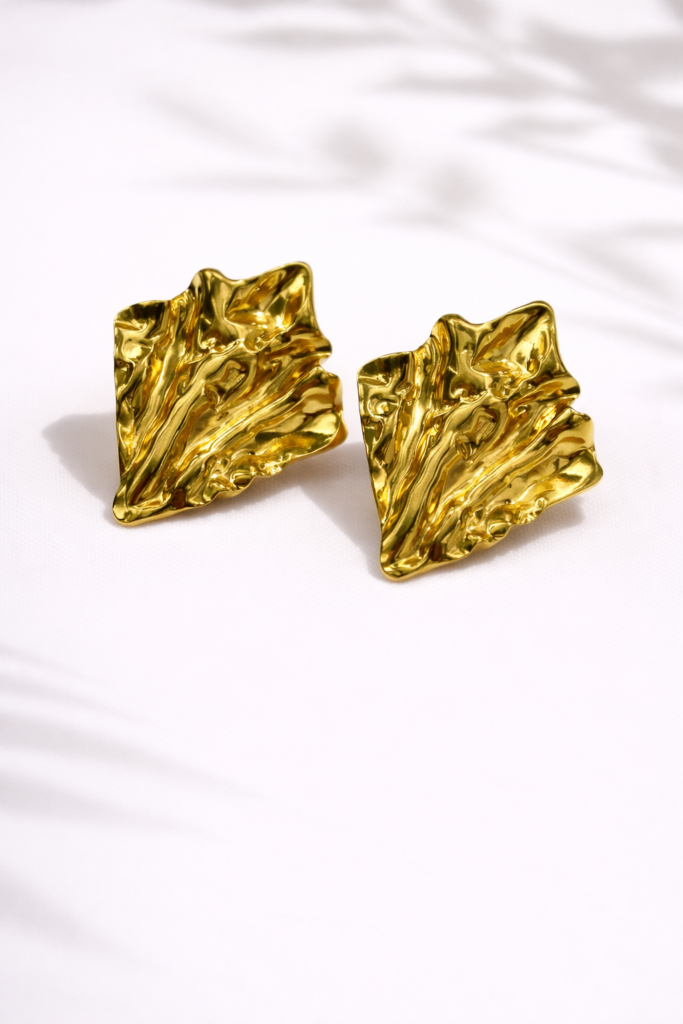 Abstract gold flow earrings by Auryn Jewells