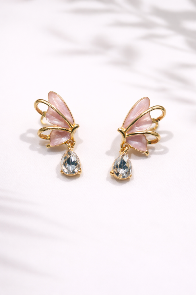 Blush flutter drop earrings by Auryn Jewells
