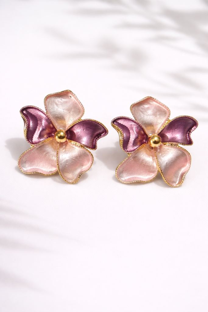 Blush petal enamel earrings by Auryn Jewells