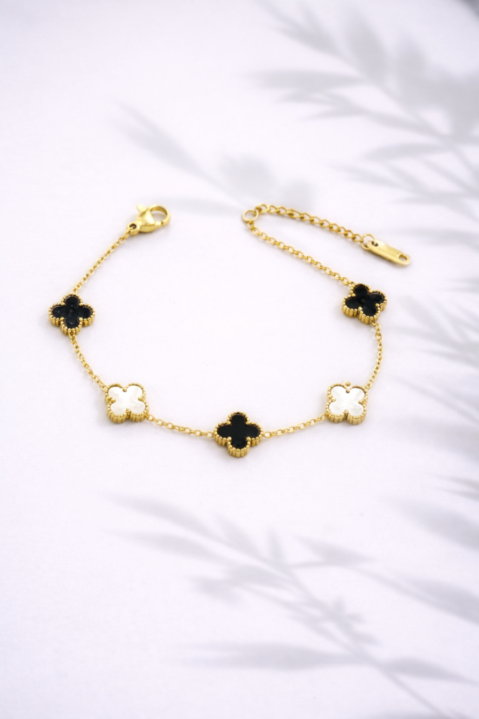 dual tone clover charm bracelet by Auryn Jewells