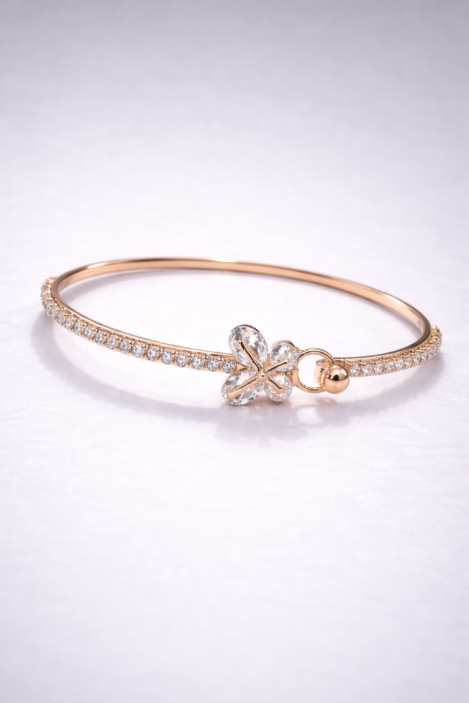 ethereal bloom crystal Bracelet - Rose gold toned jewellery with sparkling clear crystals for special occasion.