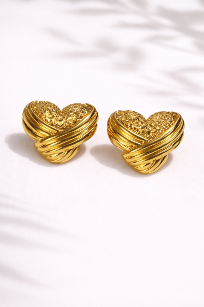 Golden embrace heart earrings by Auryn Jewells