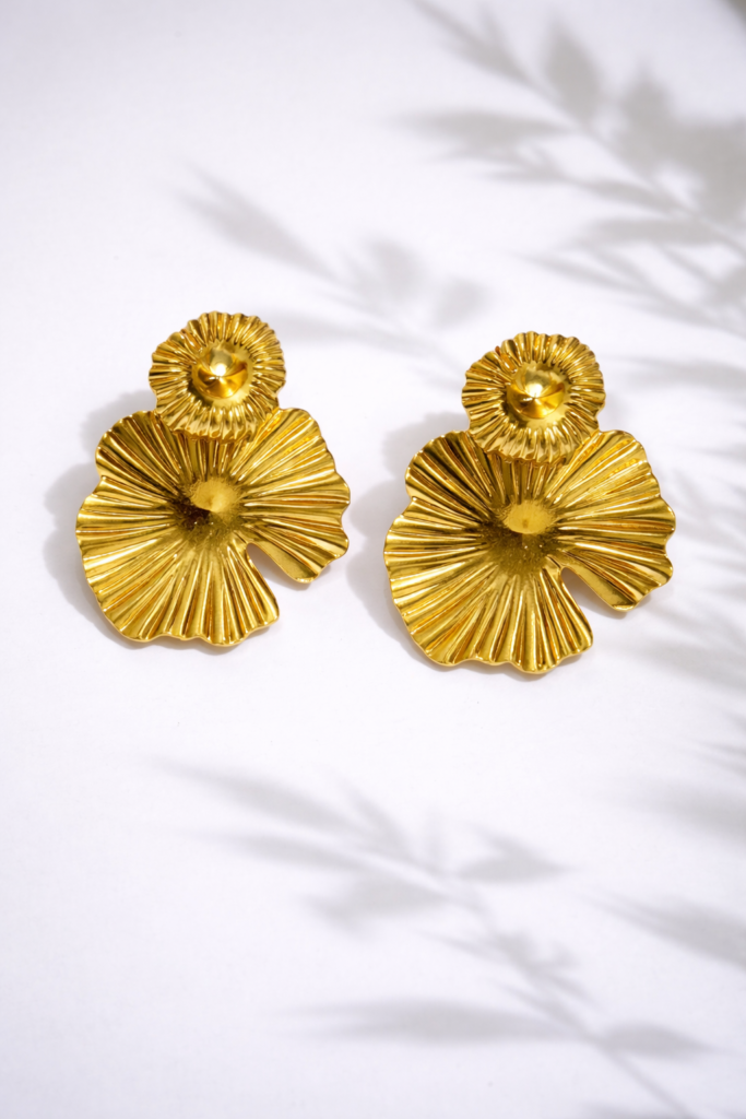 golden muse statement earrings by Auryn Jewells