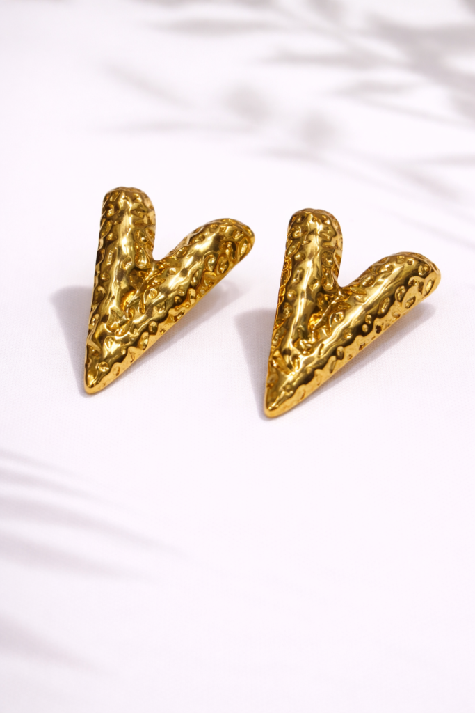Molten heart gold earrings by Auryn Jewells