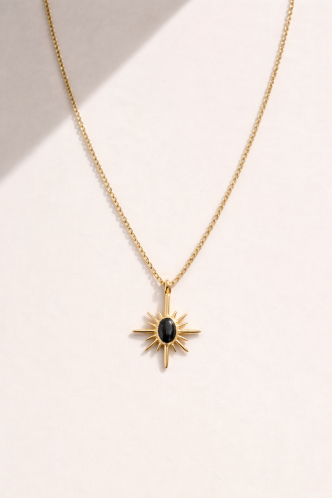 noir starburst pendant necklace by Auryn Jewells