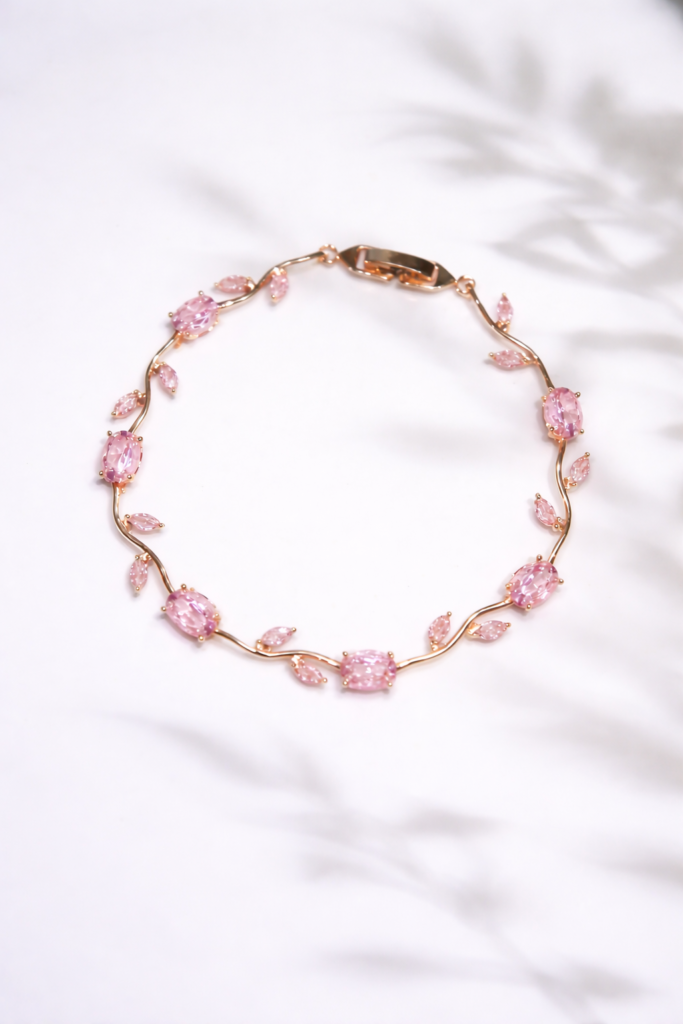 pink tulip crystal bracelet by Auryn Jewells
