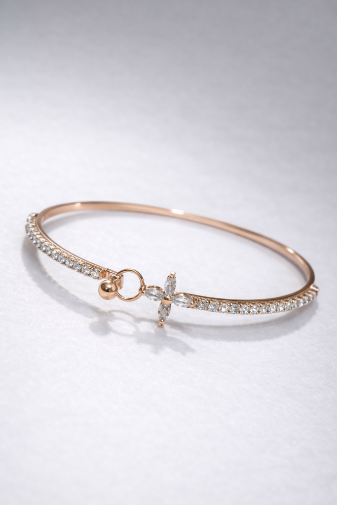 starlight petal crystal bracelet - Rose gold toned jewellery with sparkling clear crystals for special occasion.