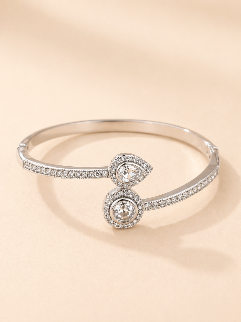 twin halo crystal cuff by Auryn Jewells