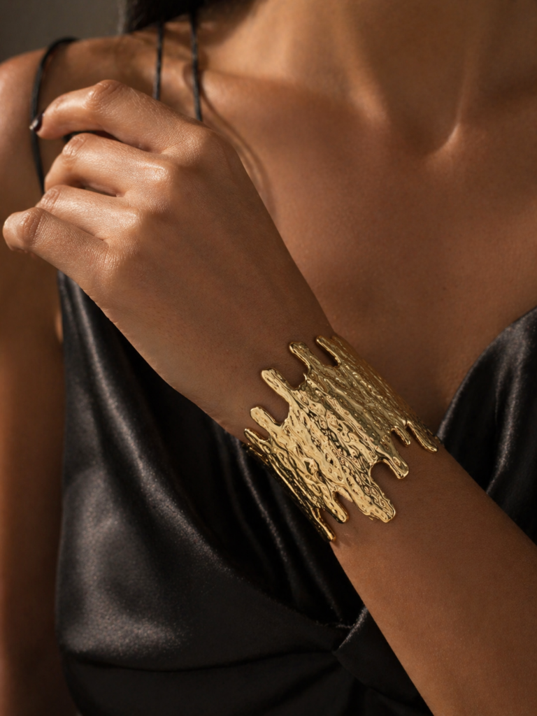 model wearing molten bracelet by Auryn Jewells